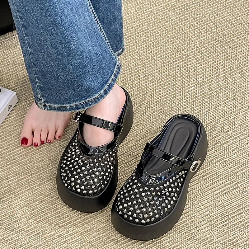 AJPAP Rubber Sole Cut Out Closed Toe Slippers Women's-3