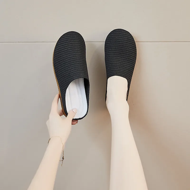 AJPAP Rubber Sole Woven Closed Toe Slippers Women's-1