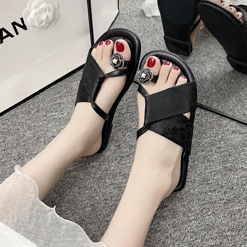 AJPAP Rubber Sole Quiet Abrasion Resistant Slip Resistant Flip Flops Women's-2