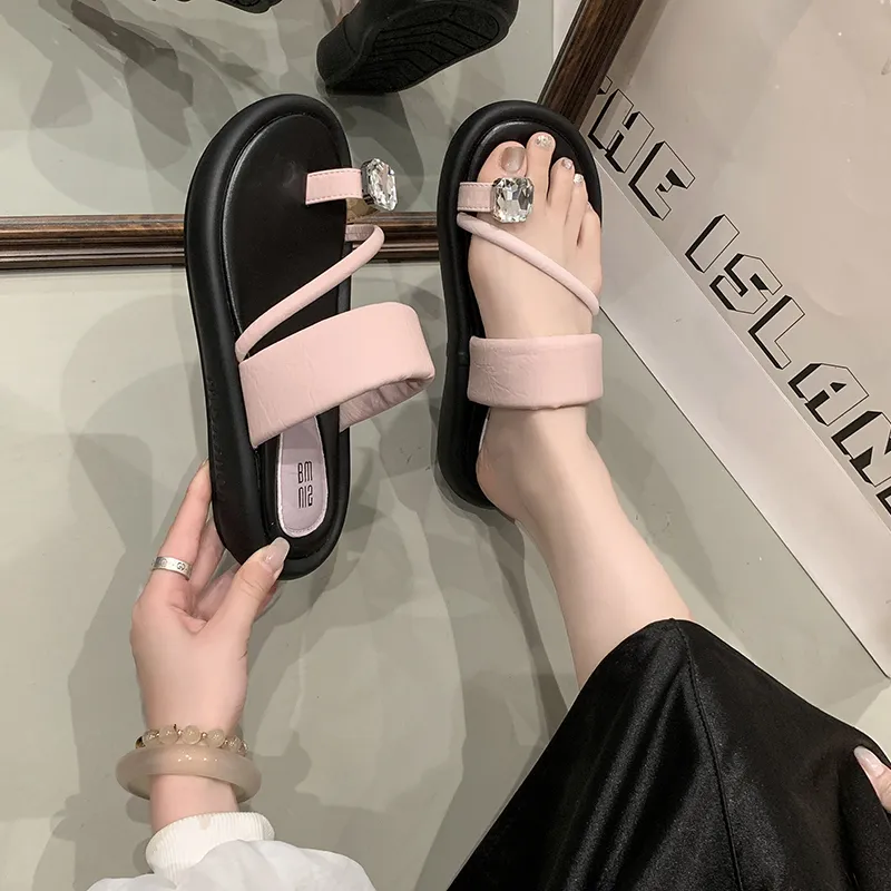 AJPAP Rubber Sole Rhinestone Slide Slippers Women's-4