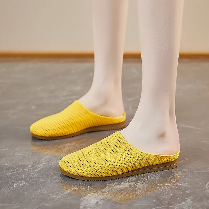 AJPAP Rubber Sole Woven Closed Toe Slippers Women's-17