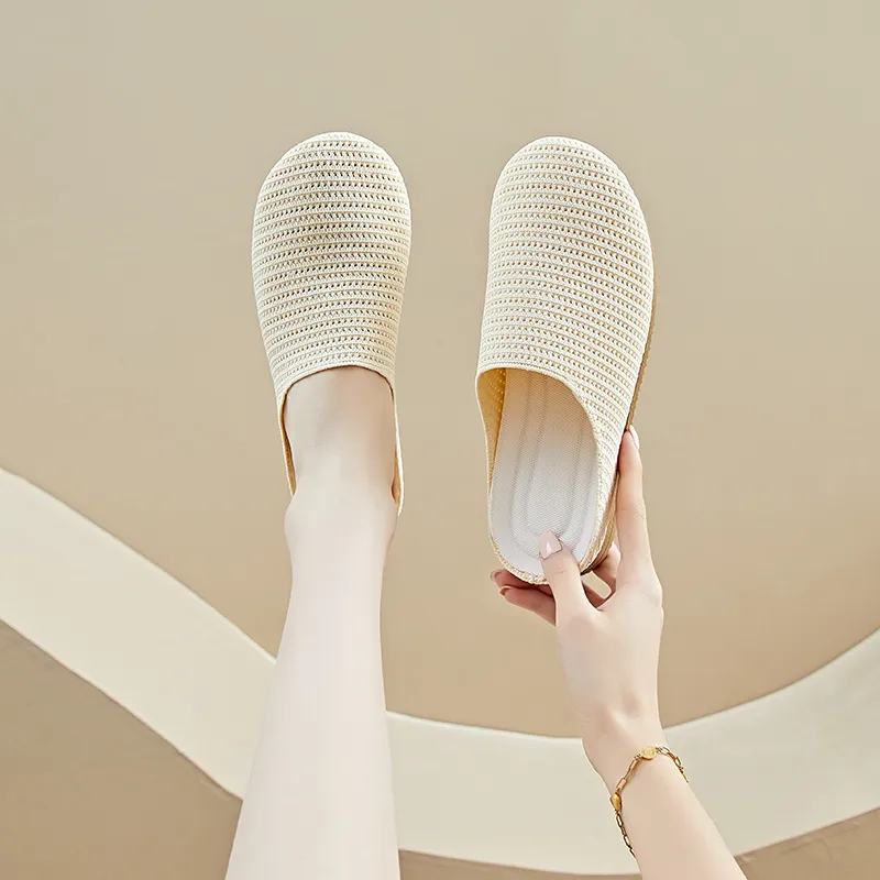 AJPAP Rubber Sole Woven Closed Toe Slippers Women's-9