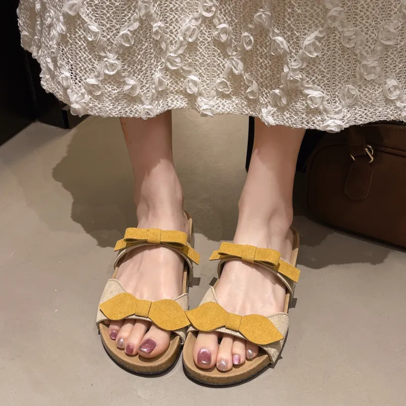 AJPAP Stitching Cut Out Woven Slip Resistant Odor Resistant Abrasion Resistant Slide Slippers Women's-4