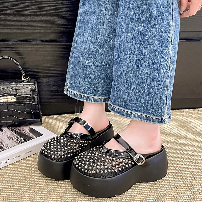 AJPAP Rubber Sole Cut Out Closed Toe Slippers Women's-2