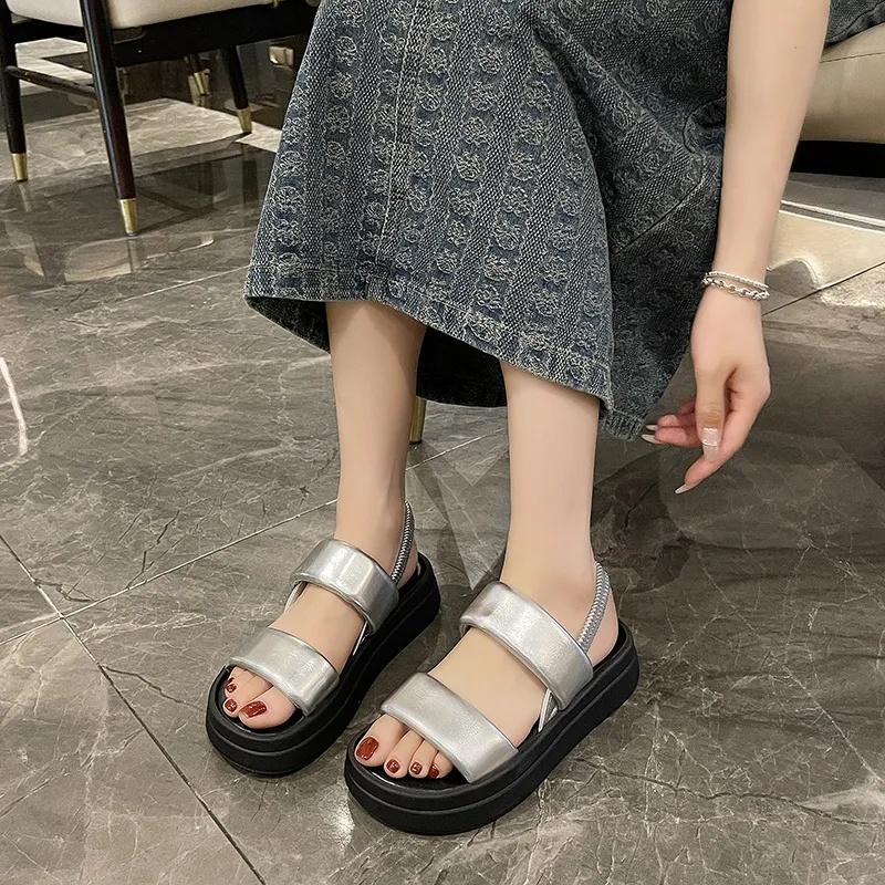 AJPAP One Strap Sandals Women's Silver-4