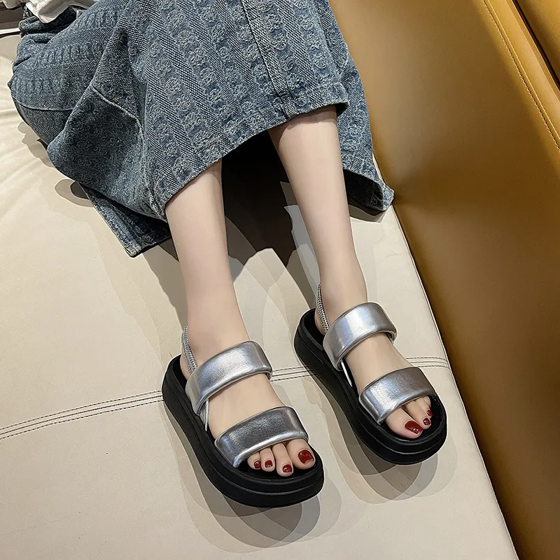 AJPAP One Strap Sandals Women's Silver-2