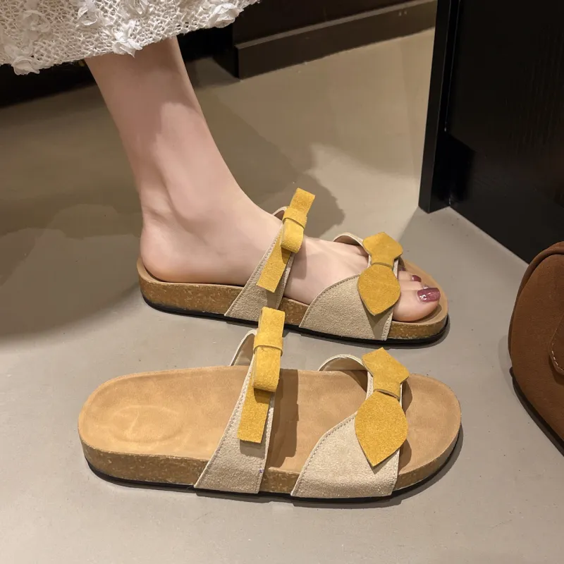 AJPAP Stitching Cut Out Woven Slip Resistant Odor Resistant Abrasion Resistant Slide Slippers Women's-2