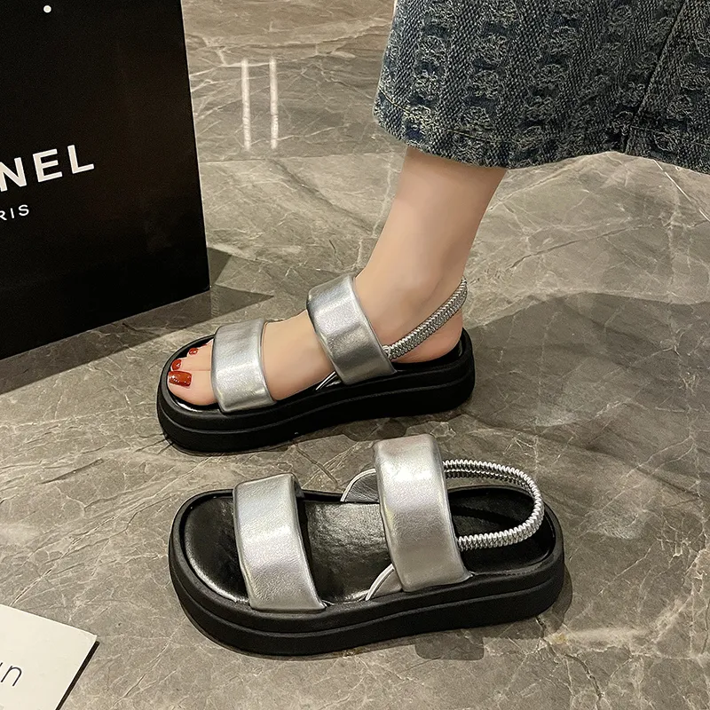 AJPAP One Strap Sandals Women's Silver-1
