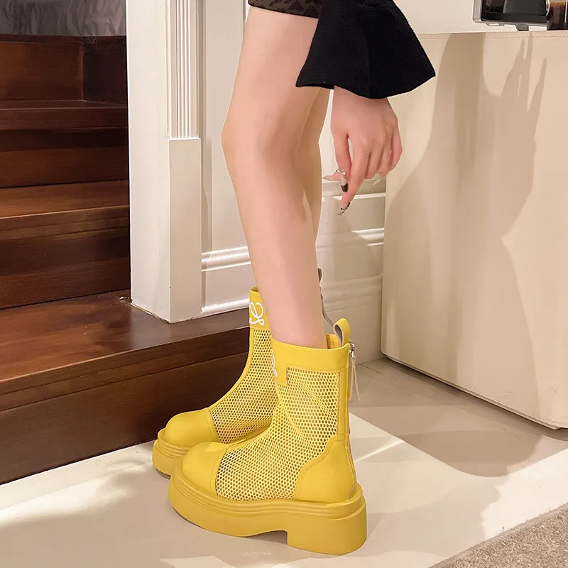AJPAP Ankle Boots Women's Black White Yellow-11