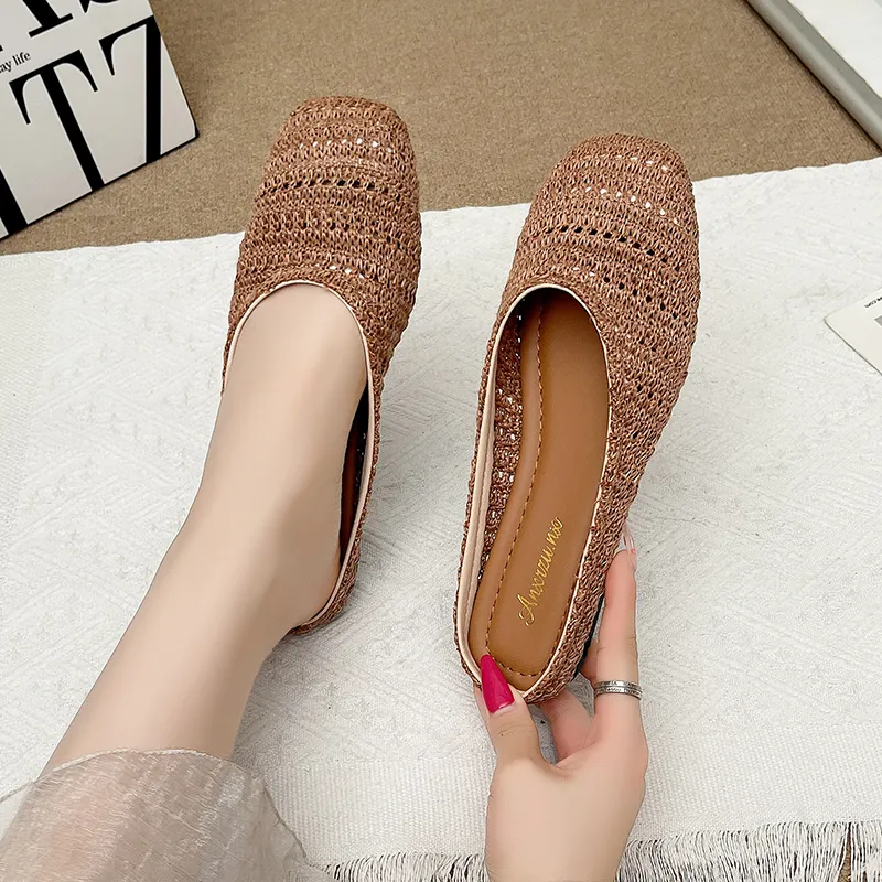 AJPAP Rubber Sole Woven Closed Toe Slippers Women's-14