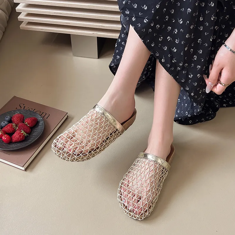 AJPAP Rubber Sole Woven Closed Toe Slippers Women's-7