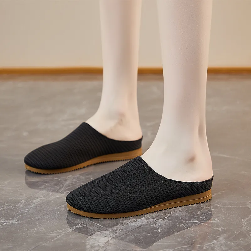 AJPAP Rubber Sole Woven Closed Toe Slippers Women's-5