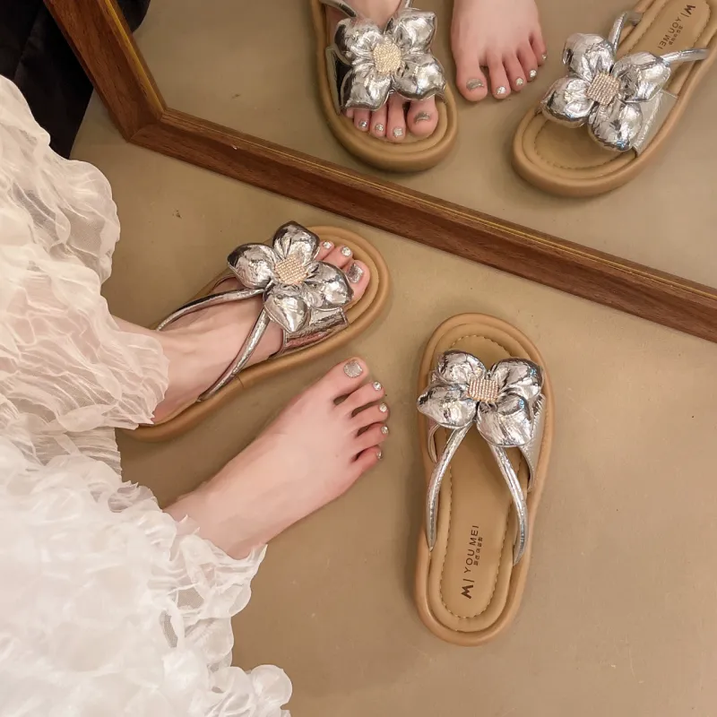 AJPAP Rubber Sole Rhinestone Slide Slippers Women's-9
