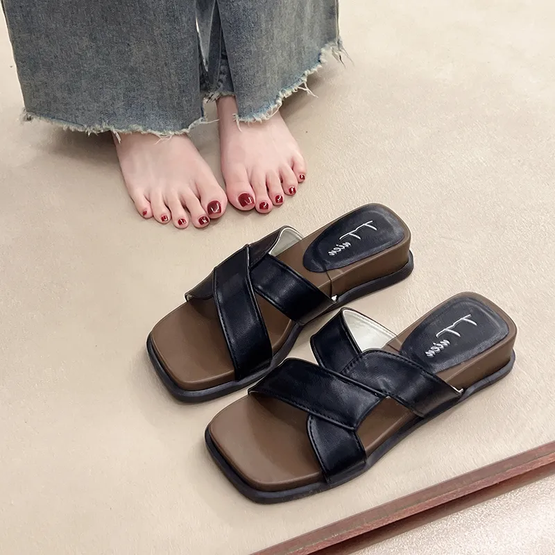 AJPAP Rubber Sole Woven Slide Slippers Women's-2
