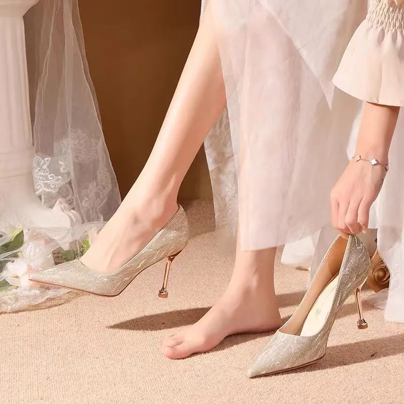 AJPAP High Heels Women's Champagne-3