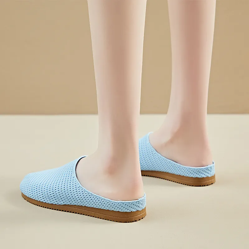 AJPAP Rubber Sole Woven Closed Toe Slippers Women's-23