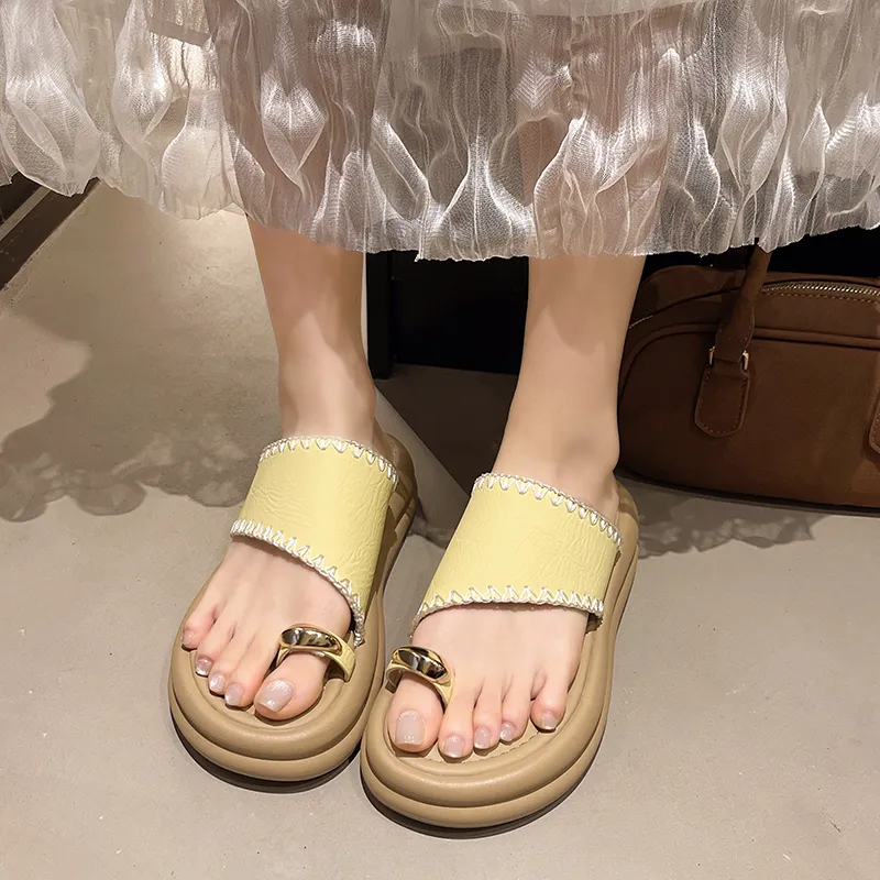 AJPAP Rubber Sole Cut Out Abrasion Resistant Slip Resistant Cushioning Slide Slippers Women's-8
