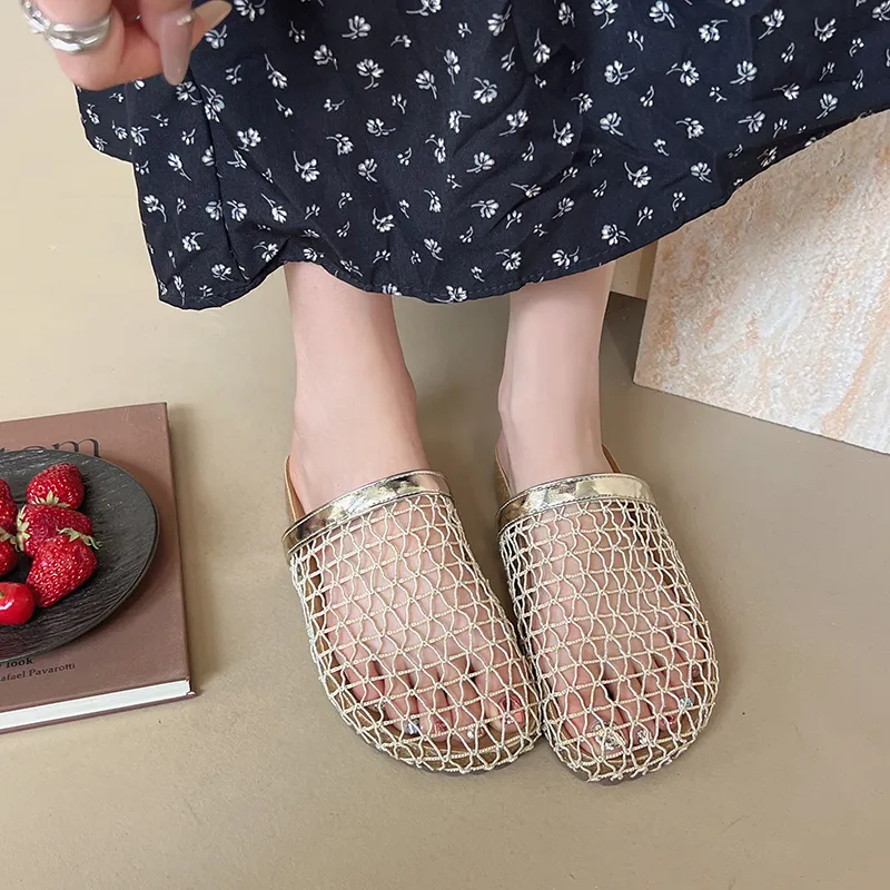 AJPAP Rubber Sole Woven Closed Toe Slippers Women's-8