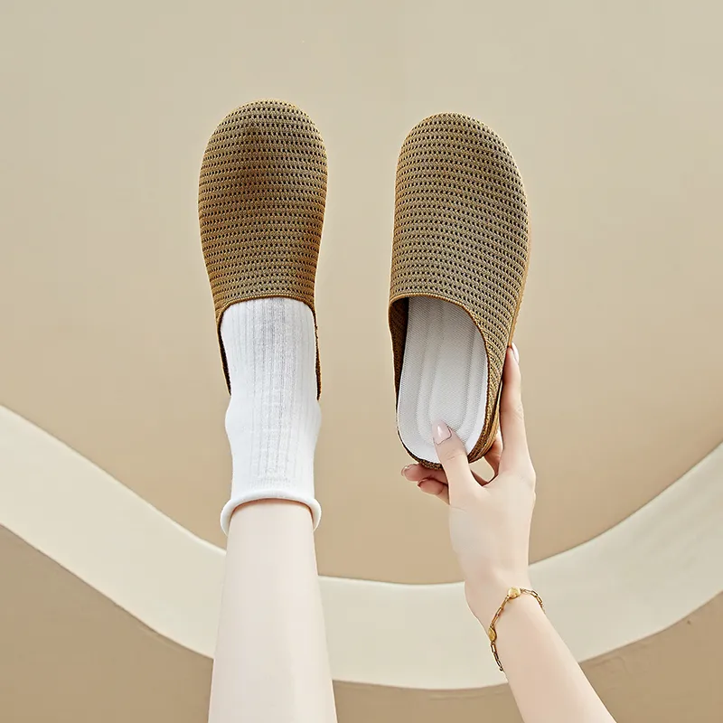 AJPAP Rubber Sole Woven Closed Toe Slippers Women's-25