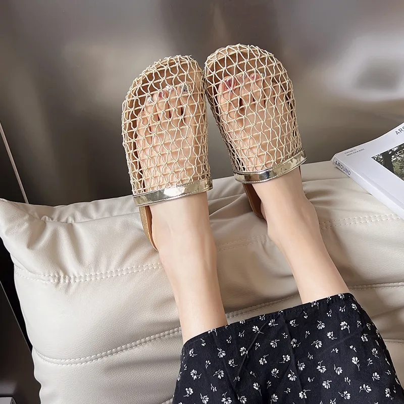 AJPAP Rubber Sole Woven Closed Toe Slippers Women's-2