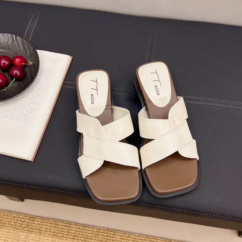 AJPAP Rubber Sole Woven Slide Slippers Women's-6