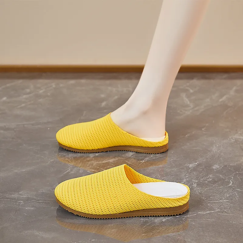 AJPAP Rubber Sole Woven Closed Toe Slippers Women's-14