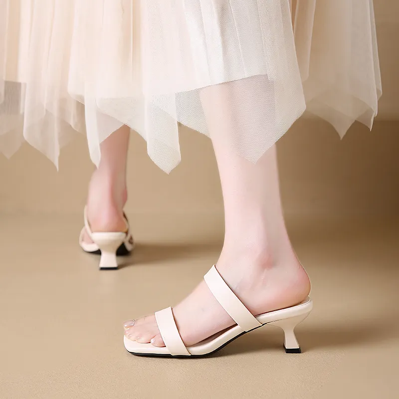 AJPAP Slide Slippers Women's Black Ecru Rose Gold-9