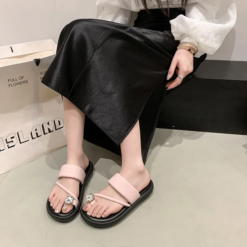 AJPAP Rubber Sole Rhinestone Slide Slippers Women's-3