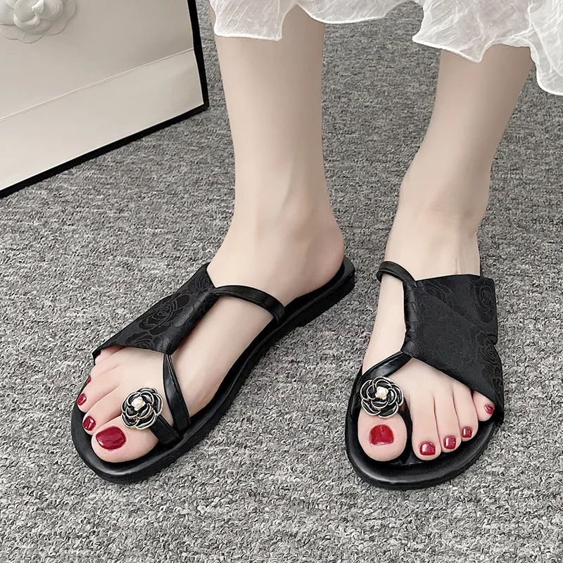 AJPAP Rubber Sole Quiet Abrasion Resistant Slip Resistant Flip Flops Women's-5