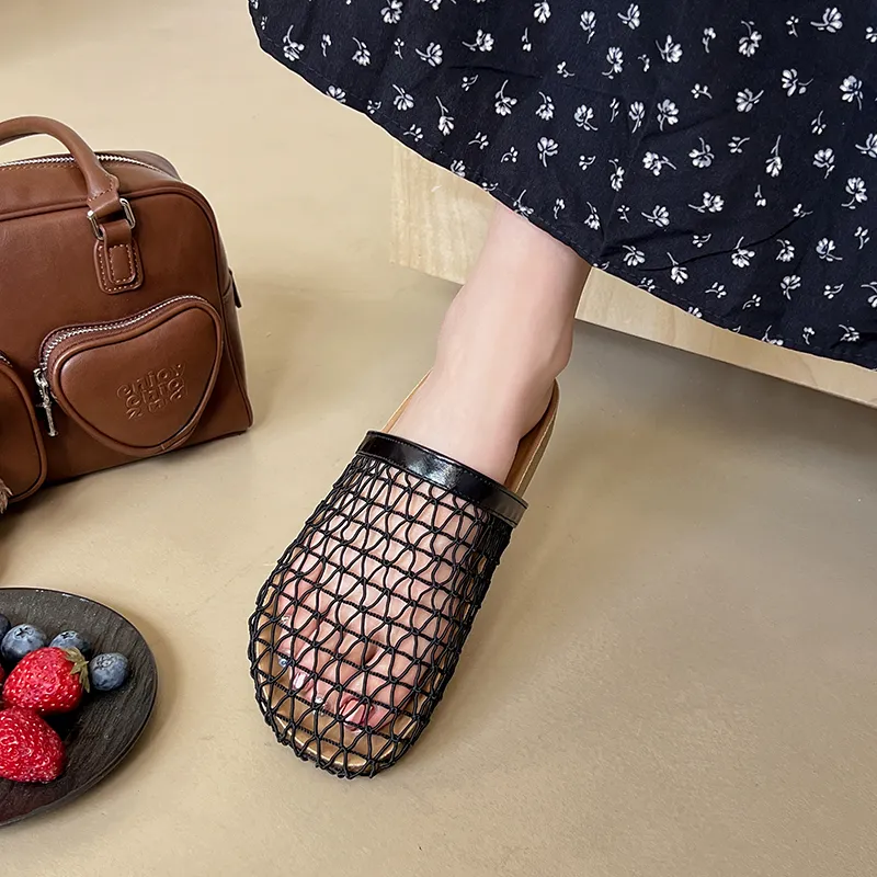 AJPAP Rubber Sole Woven Closed Toe Slippers Women's-5