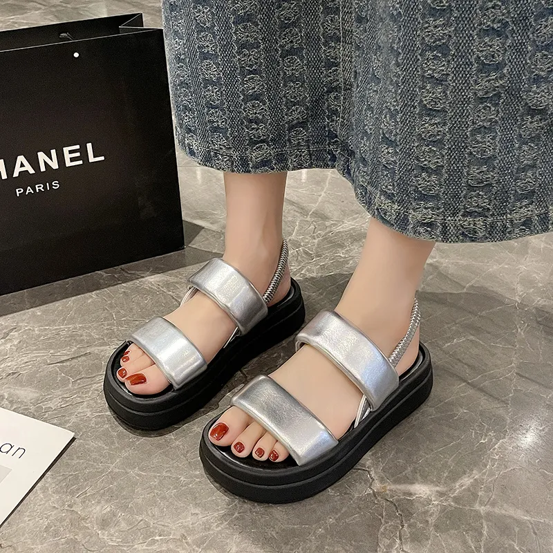 AJPAP One Strap Sandals Women's Silver-3