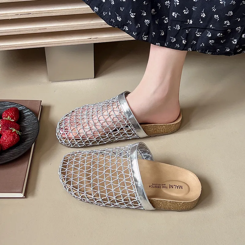 AJPAP Rubber Sole Woven Closed Toe Slippers Women's-9