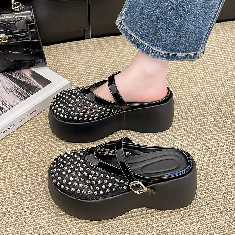 AJPAP Rubber Sole Cut Out Closed Toe Slippers Women's-1