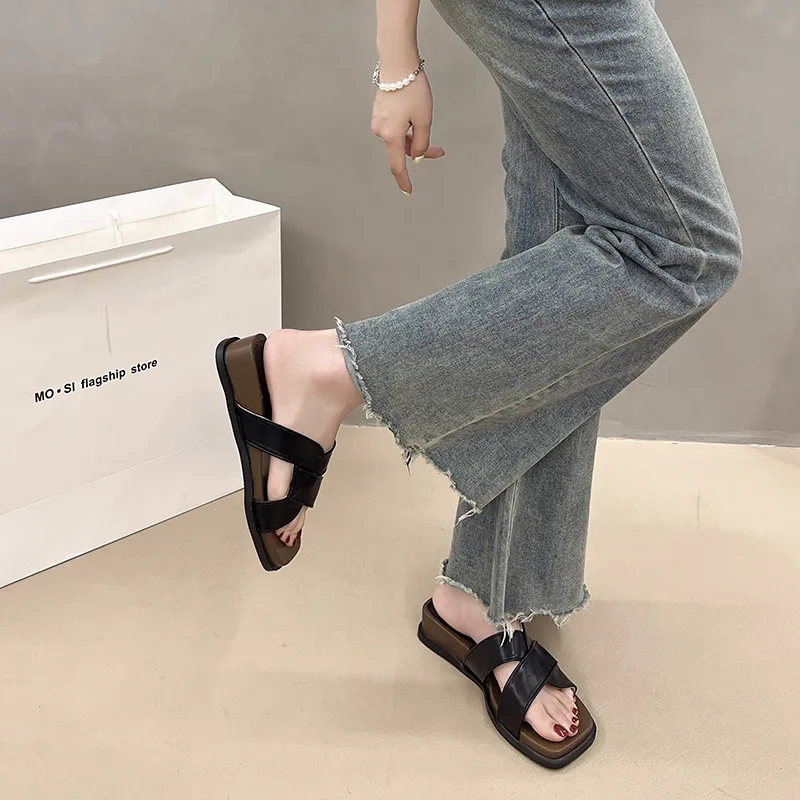 AJPAP Rubber Sole Woven Slide Slippers Women's-1