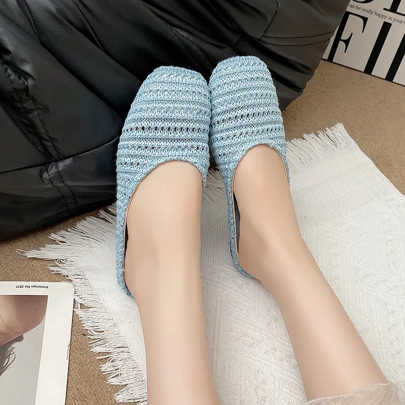 AJPAP Rubber Sole Woven Closed Toe Slippers Women's-17
