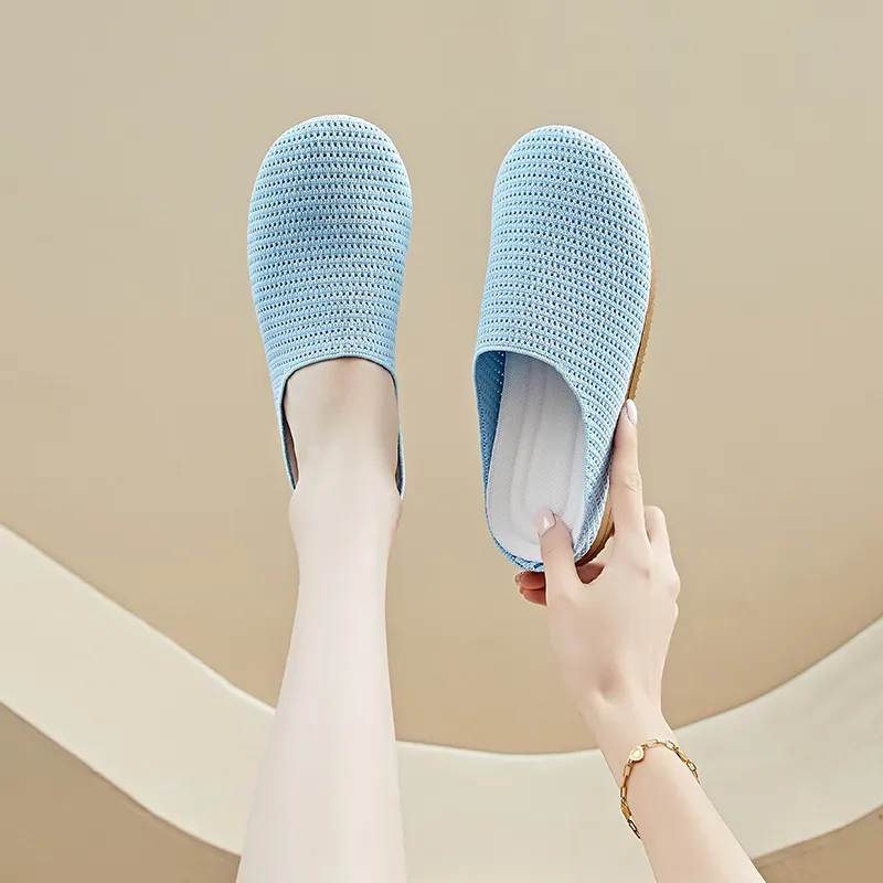 AJPAP Rubber Sole Woven Closed Toe Slippers Women's-19