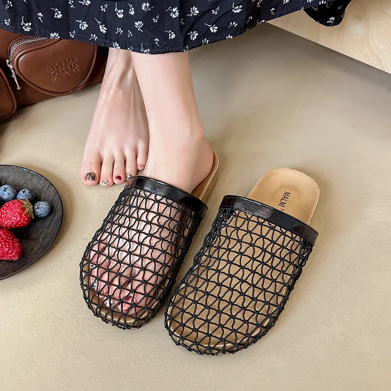 AJPAP Rubber Sole Woven Closed Toe Slippers Women's-4