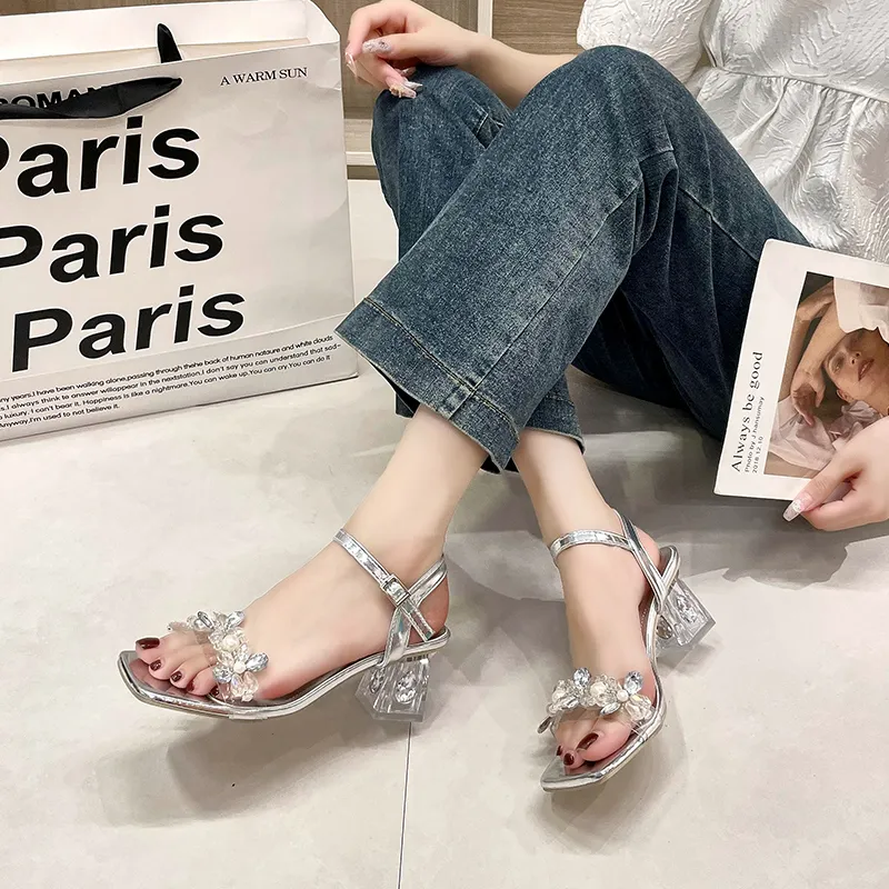 AJPAP One Strap Sandals Women's Silver-5