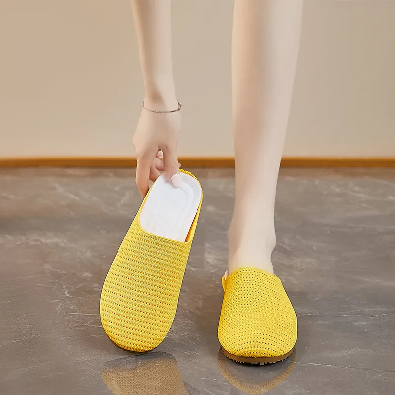AJPAP Rubber Sole Woven Closed Toe Slippers Women's-15