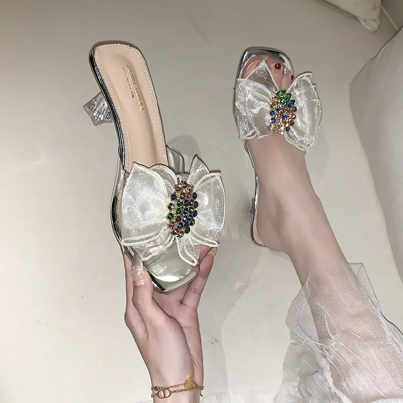 AJPAP Rubber Sole Embroidery Sequins Rhinestone Slide Slippers Women's-19
