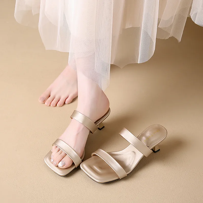 AJPAP Slide Slippers Women's Black Ecru Rose Gold-13