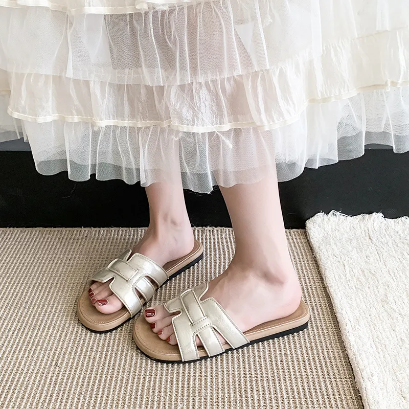 AJPAP Rubber Sole Slip Resistant Odor Resistant Abrasion Resistant Slide Slippers Women's-5
