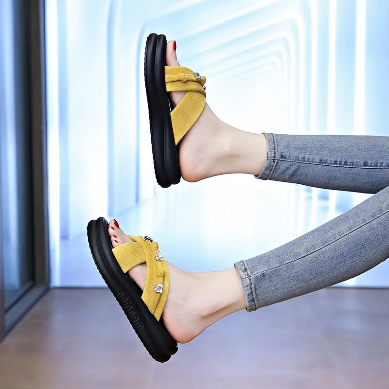 AJPAP Rhinestone Woven Slide Slippers Women's-5