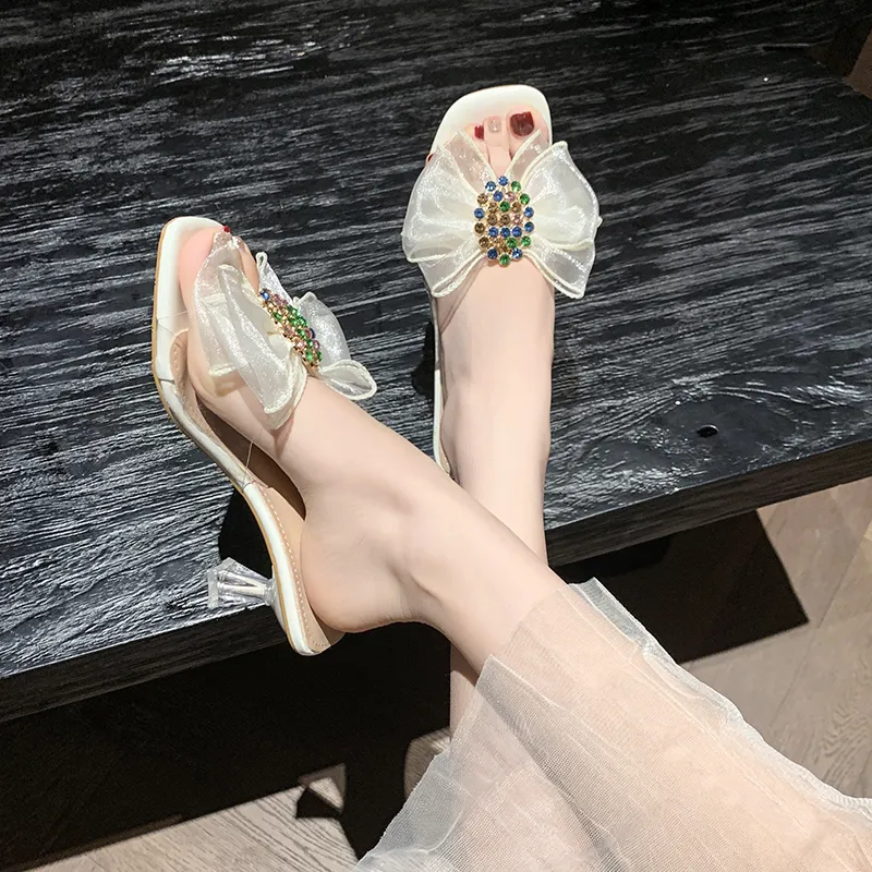 AJPAP Rubber Sole Embroidery Sequins Rhinestone Slide Slippers Women's-12