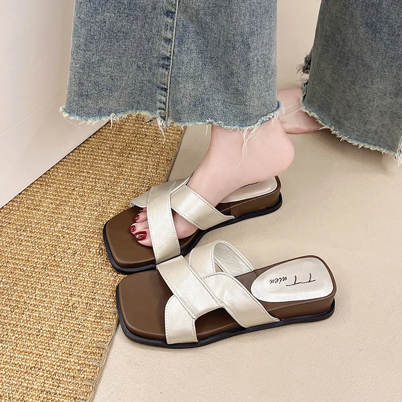 AJPAP Rubber Sole Woven Slide Slippers Women's-10