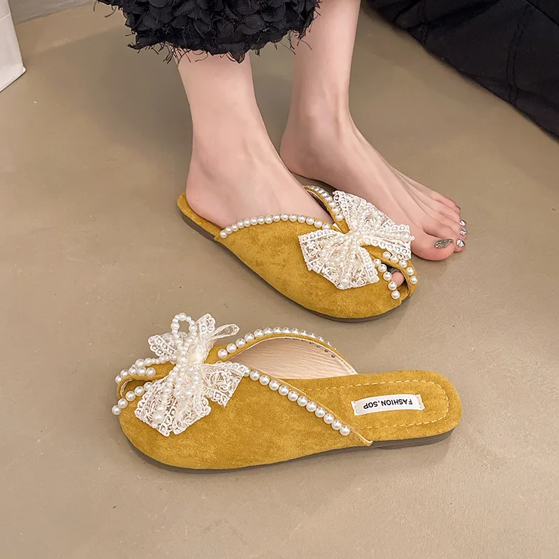 AJPAP Quiet Odor Resistant Abrasion Resistant Slip Resistant Closed Toe Slippers Women's-3