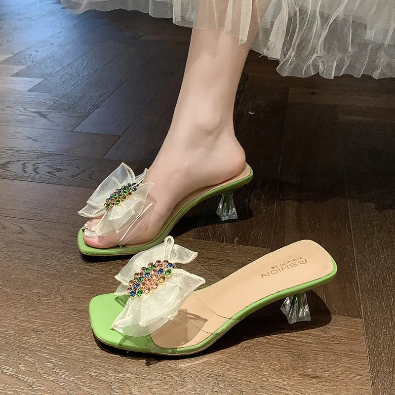 AJPAP Rubber Sole Embroidery Sequins Rhinestone Slide Slippers Women's-21