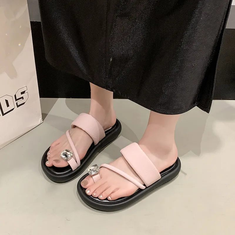 AJPAP Rubber Sole Rhinestone Slide Slippers Women's-2