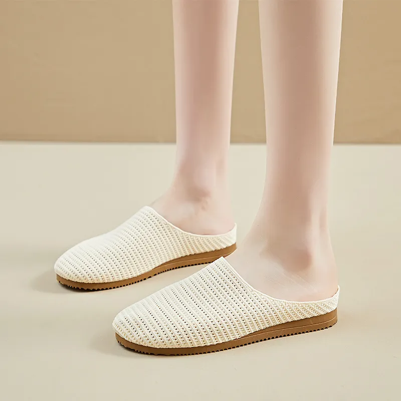 AJPAP Rubber Sole Woven Closed Toe Slippers Women's-8