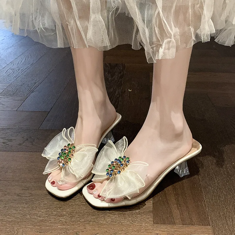 AJPAP Rubber Sole Embroidery Sequins Rhinestone Slide Slippers Women's-14